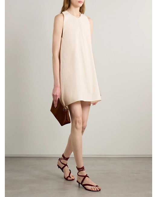 Khaite Natural Clay Cotton-Blend Poplin Mini Dress