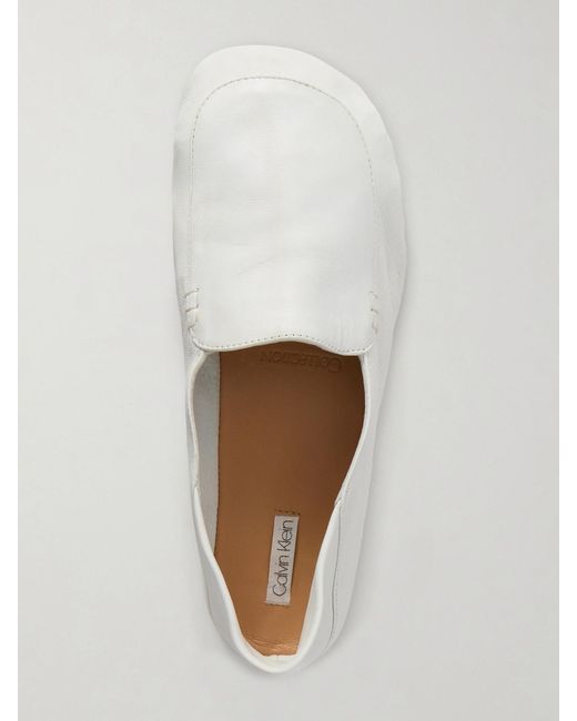 Calvin Klein White Vela Leather Loafers