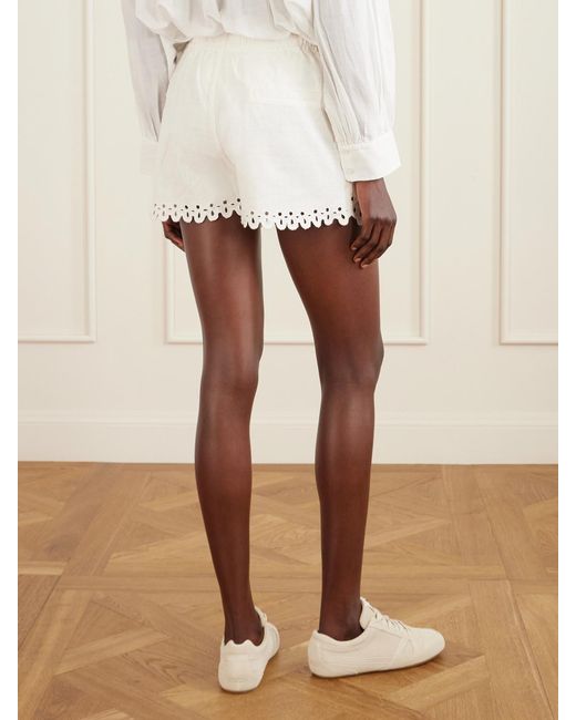 Isabel Marant White Balyme Broderie Anglaise Cotton Shorts
