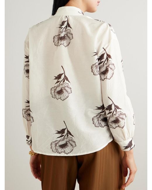 Alix Of Bohemia Natural Kiki Obsidian Poppy Floral-Print Cotton And Silk-Blend Shirt