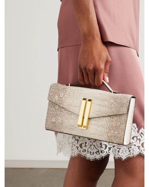 DeMellier London Natural The Vancouver Clutch Aus Leder Mit Eidechseneffekt