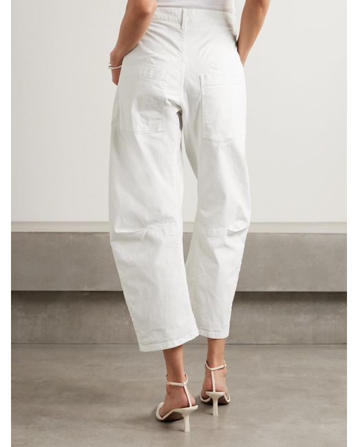 Nili Lotan White Shon Barrel-Hose Aus Twill Aus Einer Baumwollmischung