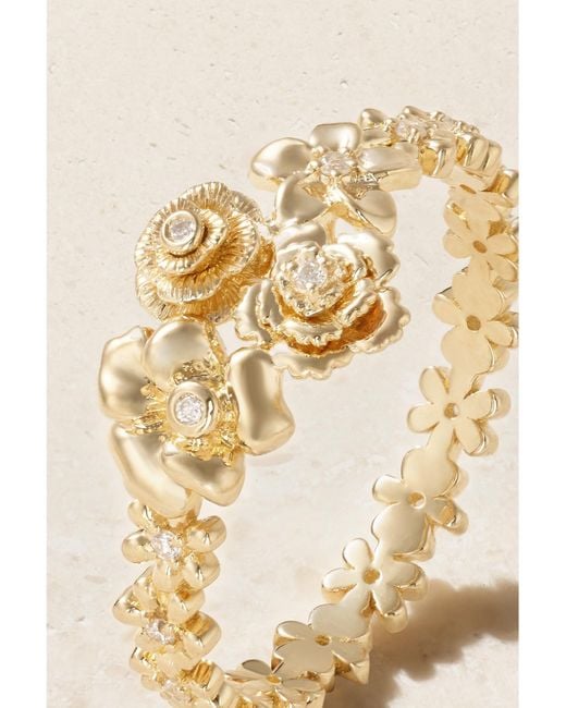 Sydney Evan Natural Flower Cluster 14-Karat Diamond Ring
