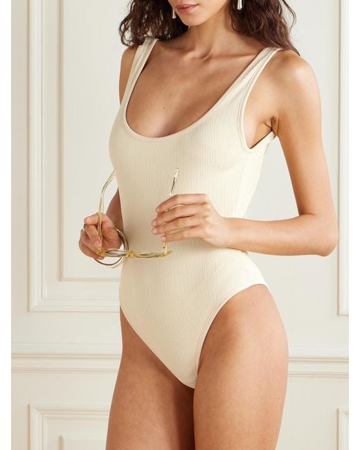 Johanna Ortiz White Explorer Recycled-Seersucker Swimsuit