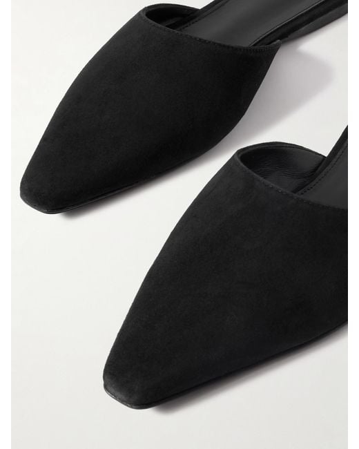 TOVE White Pheby Point-Toe Suede Mules