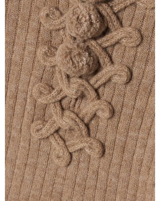 Ulla Johnson Natural Magda Pompom-Detailed Ribbed Alpaca-Blend Sweater
