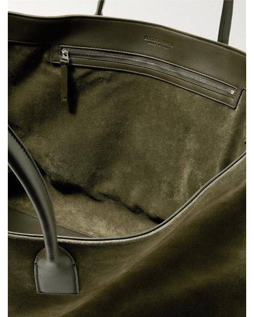 Bottega Veneta Green Cabat Large Leather-Trimmed Suede Tote