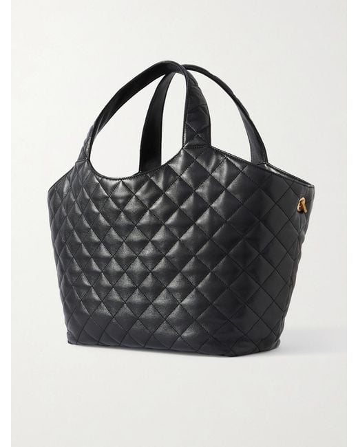 Saint Laurent Black Icare Medium Matelassé Leather Tote