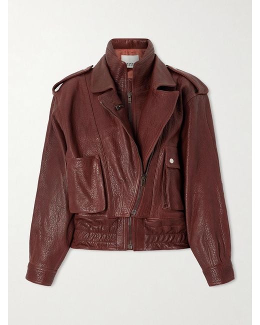 Isabel Marant Brown Aneli Mehrlagige Jacke Aus Strukturiertem Leder