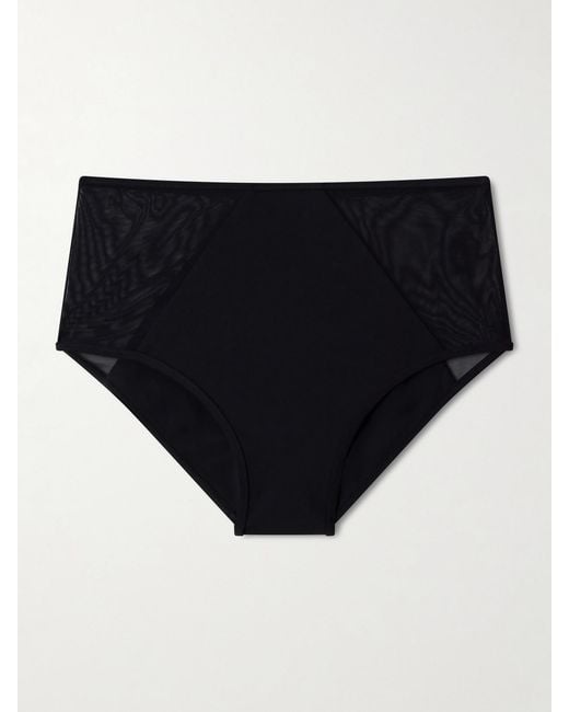 Kiki de Montparnasse Black Peep Show Tulle-Trimmed Bikini Briefs