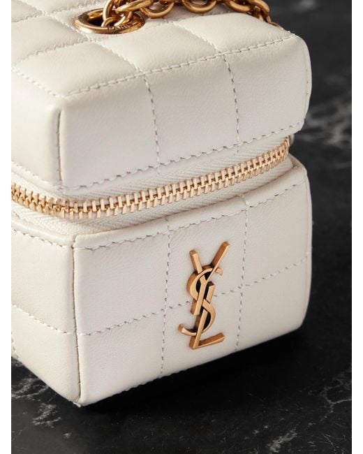 Saint Laurent Natural Cassandre Matelassé Mini Quilted Leather Pouch