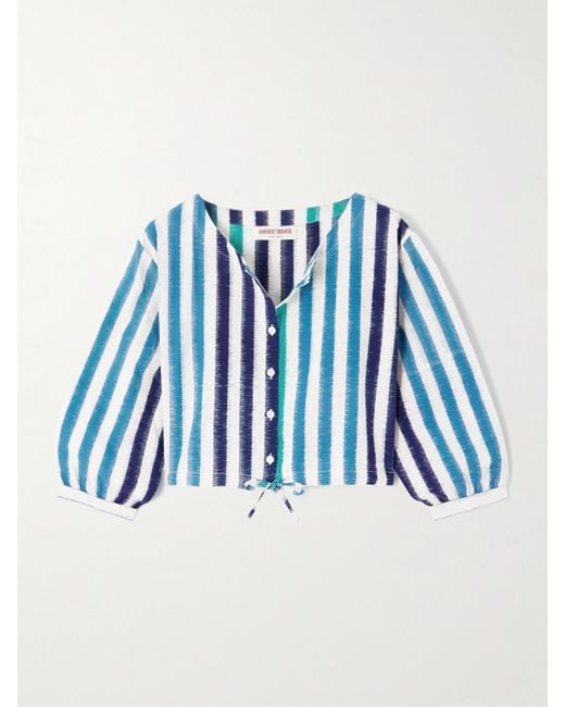 Haut Raccourci En Coton À Rayures Jinny Emporio Sirenuse en coloris Blue