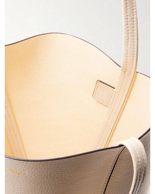 Chloé Natural Spin Embellished Textured-Leather Tote