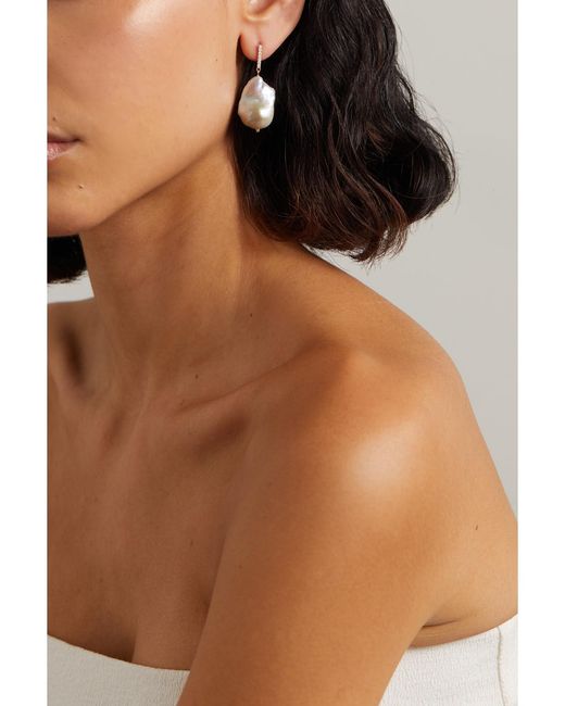 Mateo Metallic 14-Karat, Pearl And Diamond Earrings