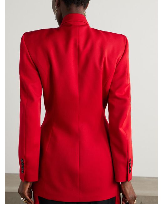 Marie Adam-Leenaerdt Red Double-Breasted Wool-Twill Blazer
