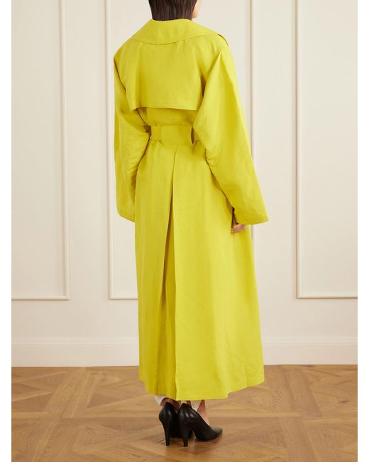 Alaïa Yellow Belted Paper-Blend Trench Coat