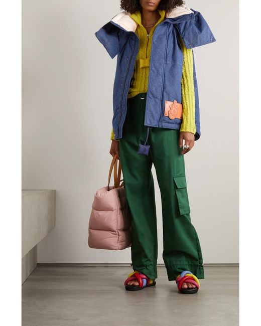 Moncler Genius Blue Jw Anderson Dalby Hooded Faux Leather-Trimmed Denim Down Vest