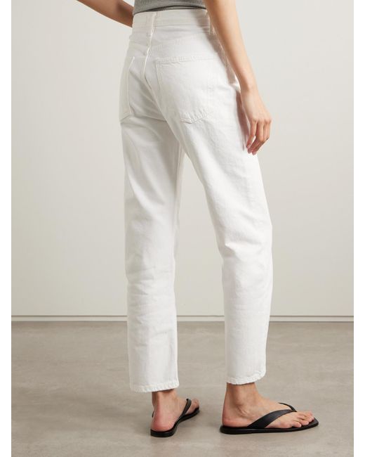 Agolde White '90S Pinch Waist Cropped High-Rise Straight-Leg Jeans
