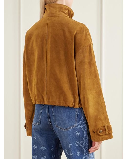 Veronica Beard Brown Bateman Cropped Suede Jacket
