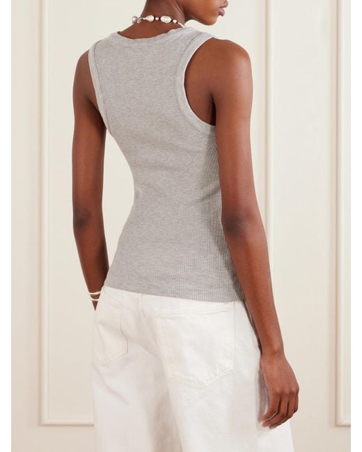 Agolde Gray Poppy Ribbed Stretch Organic Cotton And Tencel Lyocell-Blend Jersey Tank