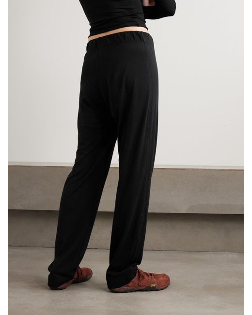 ÉTERNE Black Lounge Cotton And Modal-Blend Jersey Staight-Leg Pants