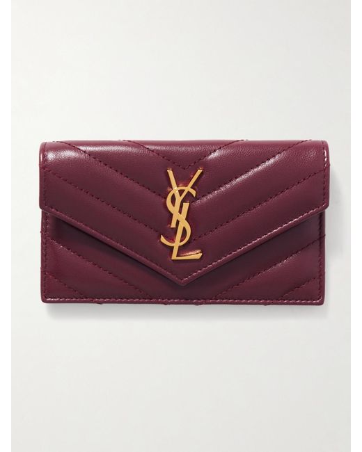 Saint Laurent Purple Cassandre Portemonnaie Aus Matelassé-Leder