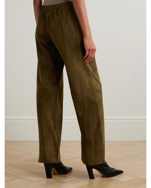 Nour Hammour Green Olan Suede Wide-Leg Pants