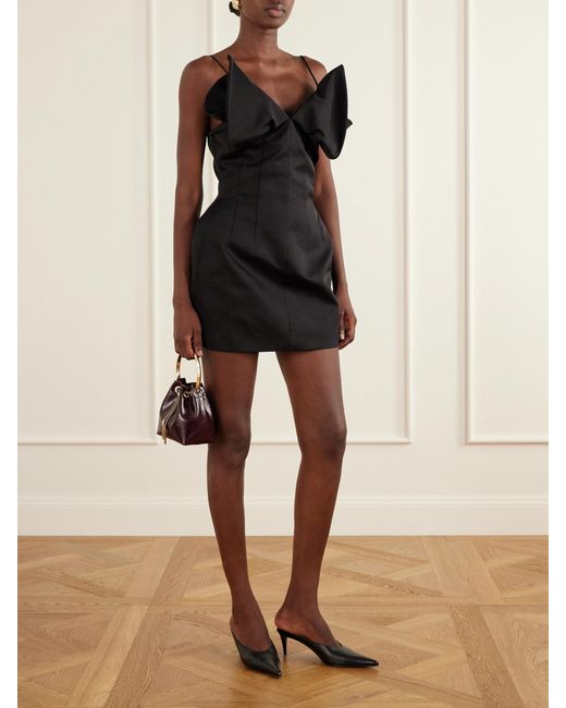 Magda Butrym Black Cotton And Silk-Blend Mini Dress