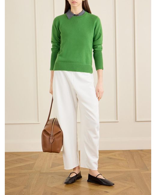 La Ligne Green Solid Lean Lines Cashmere Sweater
