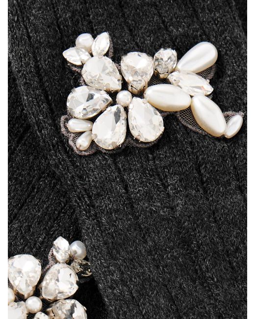 Simone Rocha Black Kniestrümpfe Aus Einer Gerippten Wollmischung Mit Verzierungen