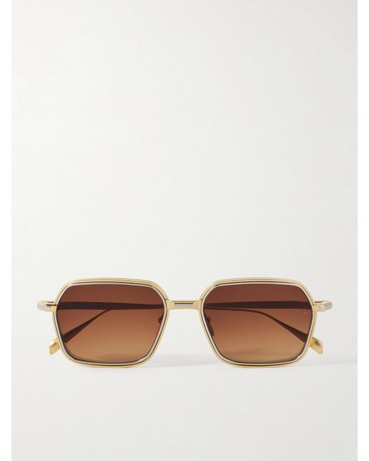 Jacques Marie Mage Brown Admiral Square-Frame Two-Tone Titanium Sunglasses