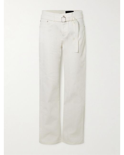 Proenza Schouler White Ellsworth Belted Low-Rise Straight-Leg Jeans