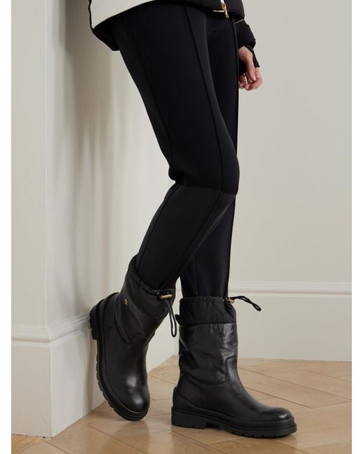 Bogner Black St. Moritz Shell-Trimmed Shearling-Lined Leather Ankle Boots