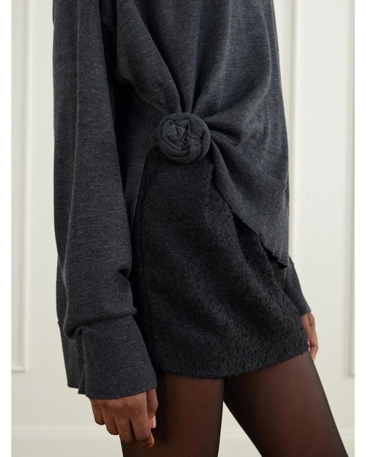 Magda Butrym Black Knot-Detail Wool Turtleneck Sweater