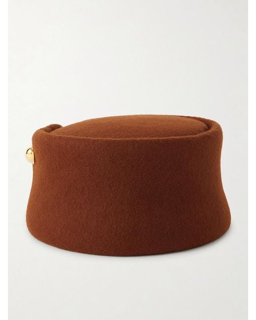 Gigi Burris Millinery Brown Tenley Embellished Wool-Felt Cap