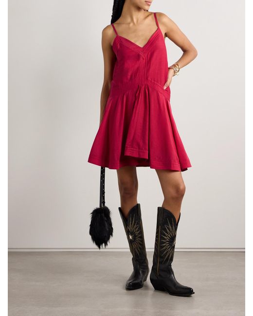 Isabel Marant Red Danielle Minikleid Aus Voile Aus Einer Biobaumwollmischung Mit Raffungen