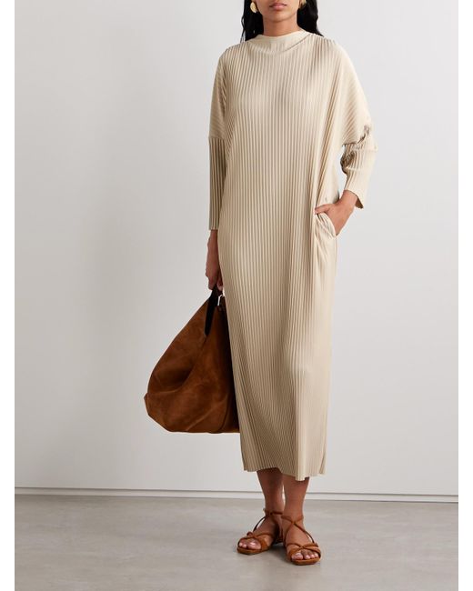 Max Mara Natural Leisure Faraone Midikleid Aus Plissiertem Crêpe