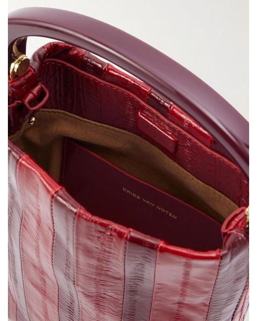 Dries Van Noten Red Eel-Effect Leather Shoulder Bag