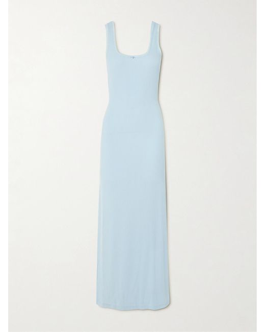 Skims Soft Lounge Lace Scoop Neck Long Dress in Blue | Lyst UK Skims Soft Lounge Lace Scoop Neck Long Dress in Blue | Lyst UK
