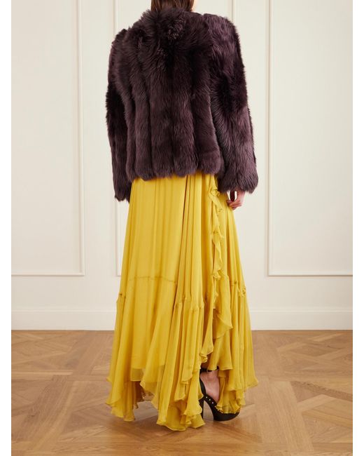Chloé Red Cropped Shearling Jacket