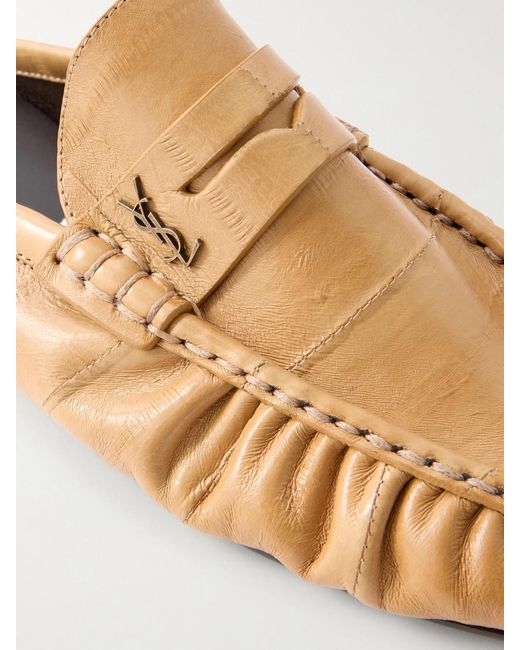 Saint Laurent White Le Loafer Eel Slippers