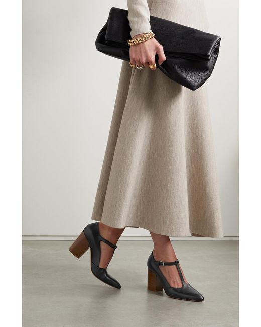 Gabriela Hearst White Triana Leather Mary Jane Point-Toe Pumps