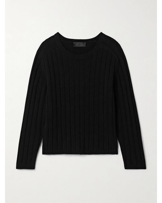 Nili Lotan Black Alise Ribbed Merino Wool And Cashmere-Blend Sweater