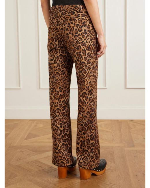 Anna Sui Natural Animal-Print Cotton-Blend Wide-Leg Pants