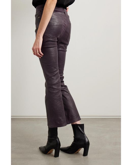 FRAME Blue Le Crop Mini Leather Bootcut Pants