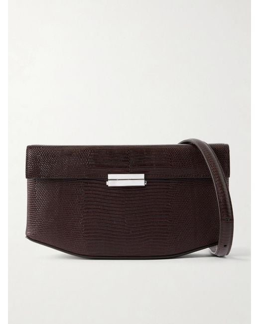 Totême Brown Clip Lizard-Effect Leather Shoulder Bag