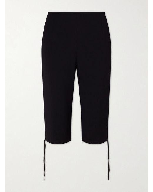 Colleen Allen Blue Theatre Copped Stretch-Crepe Straight-Leg Capri Pants