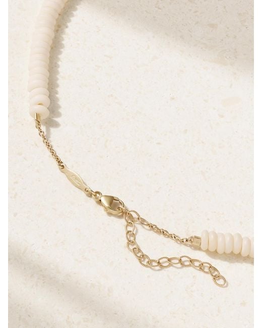 Jacquie Aiche Natural Thunderbird 14-Karat, Bone, Diamond And Emerald Necklace