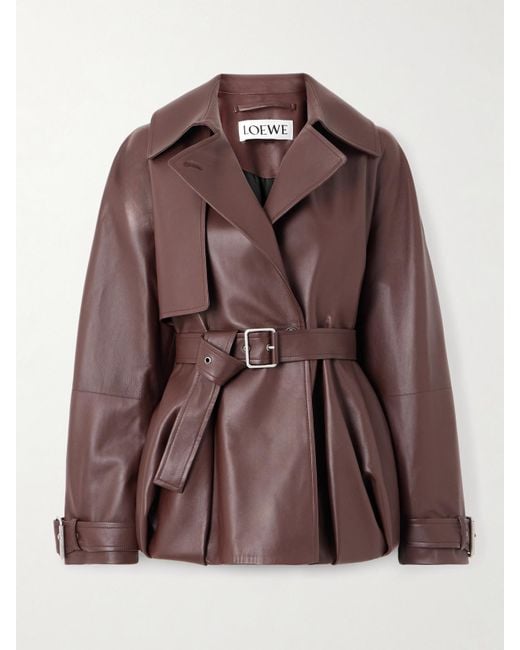 Loewe Brown Belted Leather Jacket