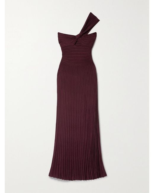 Gabriela Hearst Purple Altura One-Shoulder Cutout Ribbed Silk-Jersey Maxi Dress